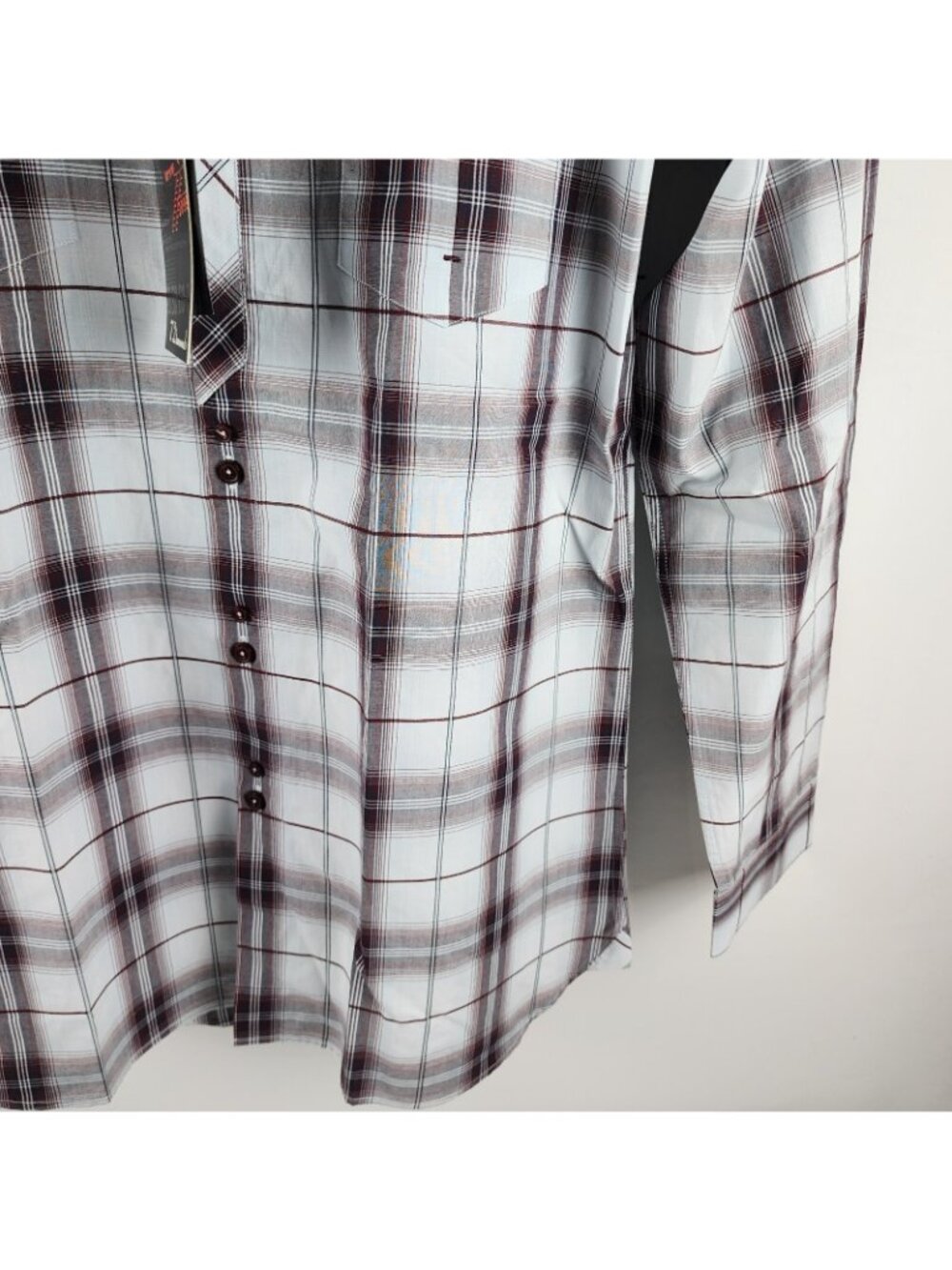 7 Diamonds Shirt Mens Large Blue Multi Plaid Tyme to Rhyme Button Up NWT - Picture 4 of 8